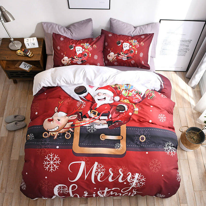 KTX-485523 Festive Christmas 3D Digital Bed Set with Quilt Cover and Pillowcase - Multiple Sizes Available