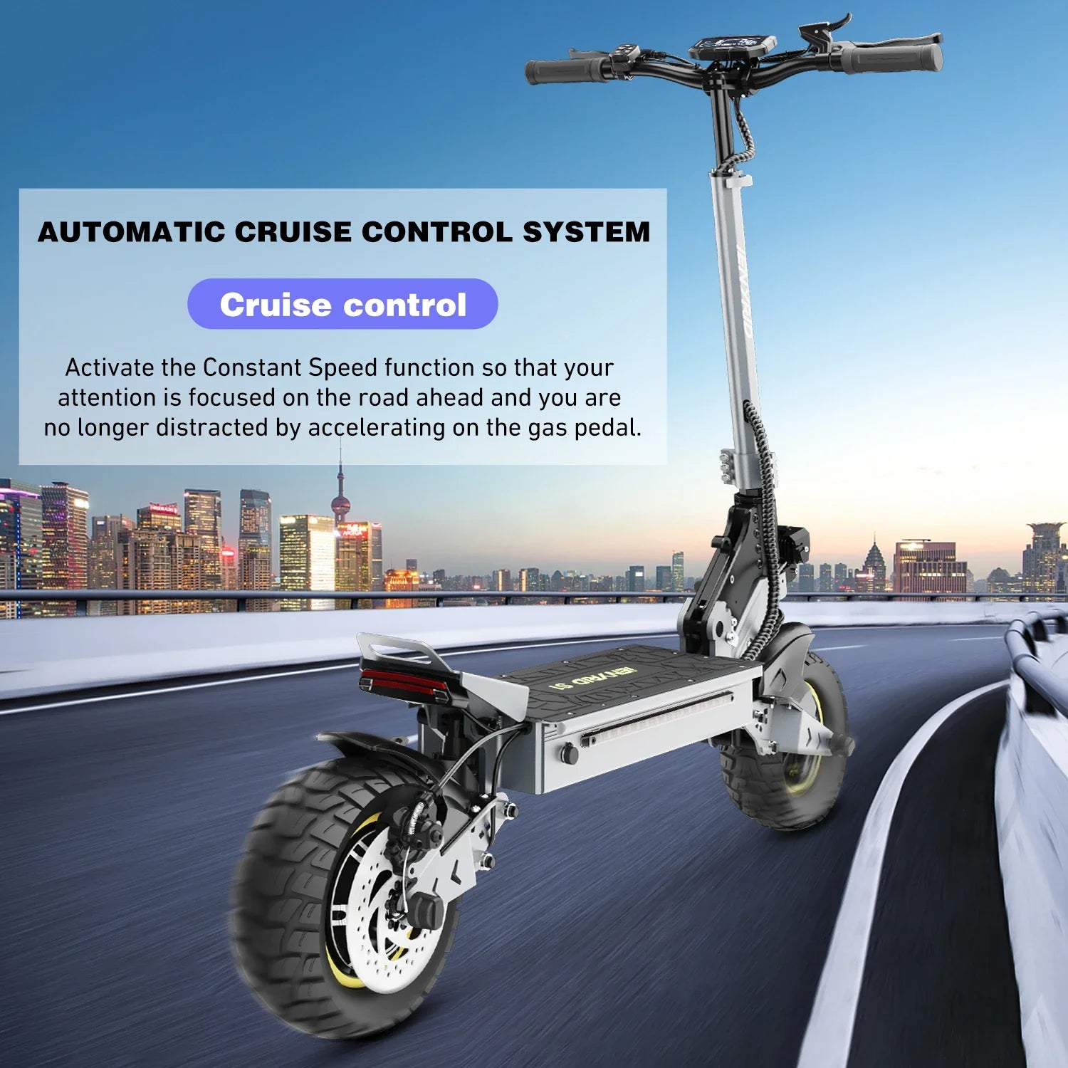 KTX-486739 Foldable 10-Inch Electric Scooter with 15Ah Battery, 45KM Range, Front and Rear Disc Brakes, for Adults and Kids