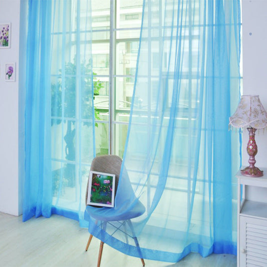 KTX-487571 Transparent Solid Color Glass Mesh Curtains - Ready-Made - Light Filtering - Various Colors - 1m x 2m (2 Pieces)