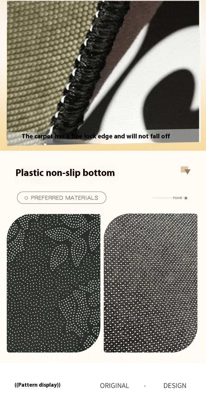 KTX-487699 Checkered Black and White Crystal Velvet Area Rug – Modern Square Carpet for Living Room and Bedroom