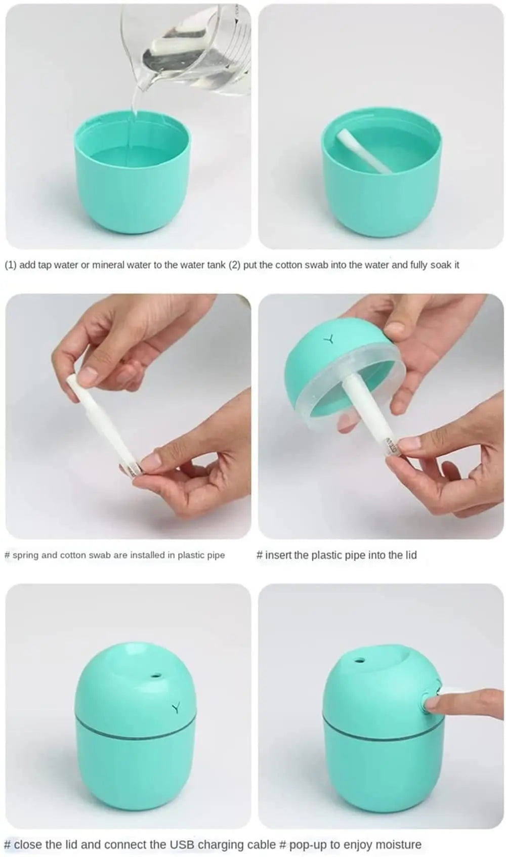 KTX-488211 Portable Ultrasonic USB Essential Oil Diffuser with LED Night Lamp for Home and Car