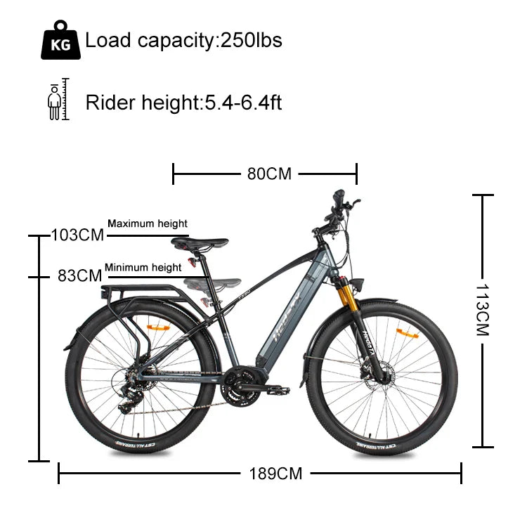 KTX-488339 Mid Motor Electric Bike with Aluminum Alloy Frame and 48V 13AH Lithium Battery, 7-Speed Gears, Hydraulic Disc Brake