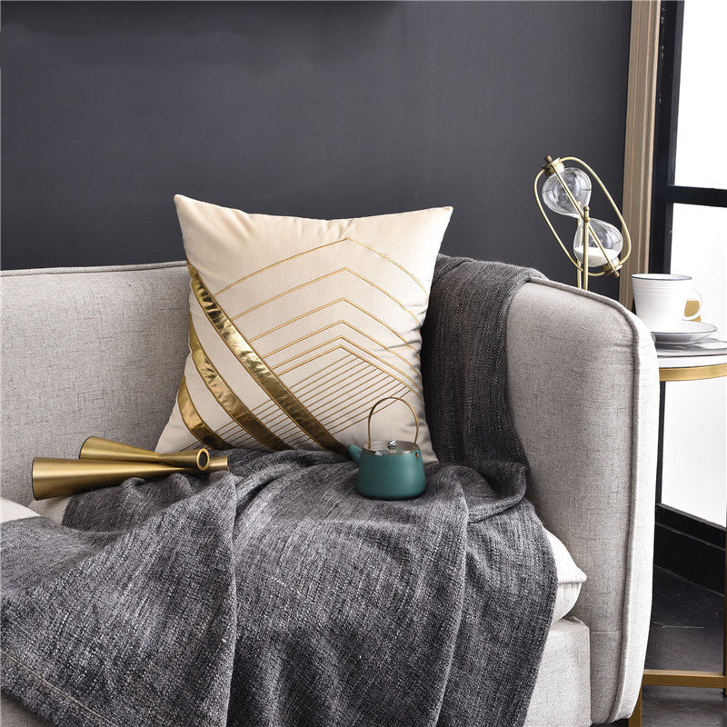 KTX-488851 Light Luxury American Style Embroidered Patch Leather Pillow - Multiple Colors Available