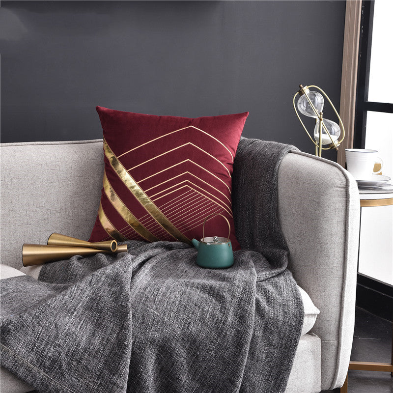 KTX-488851 Light Luxury American Style Embroidered Patch Leather Pillow - Multiple Colors Available