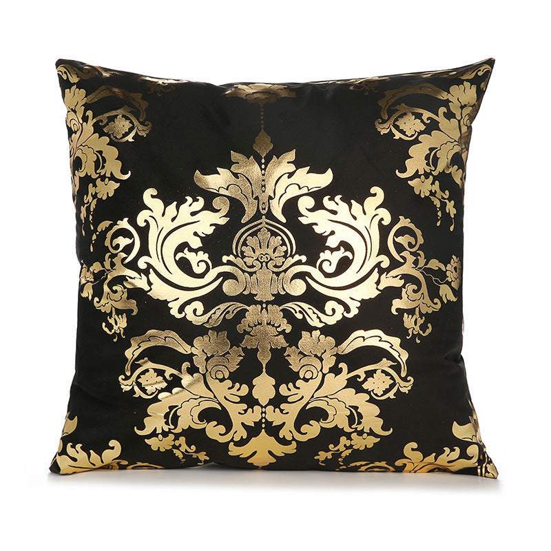 KTX-489171 Bronzing Short Plush Sofa Cushion Cover - 45x45cm, Black and Gold Variants