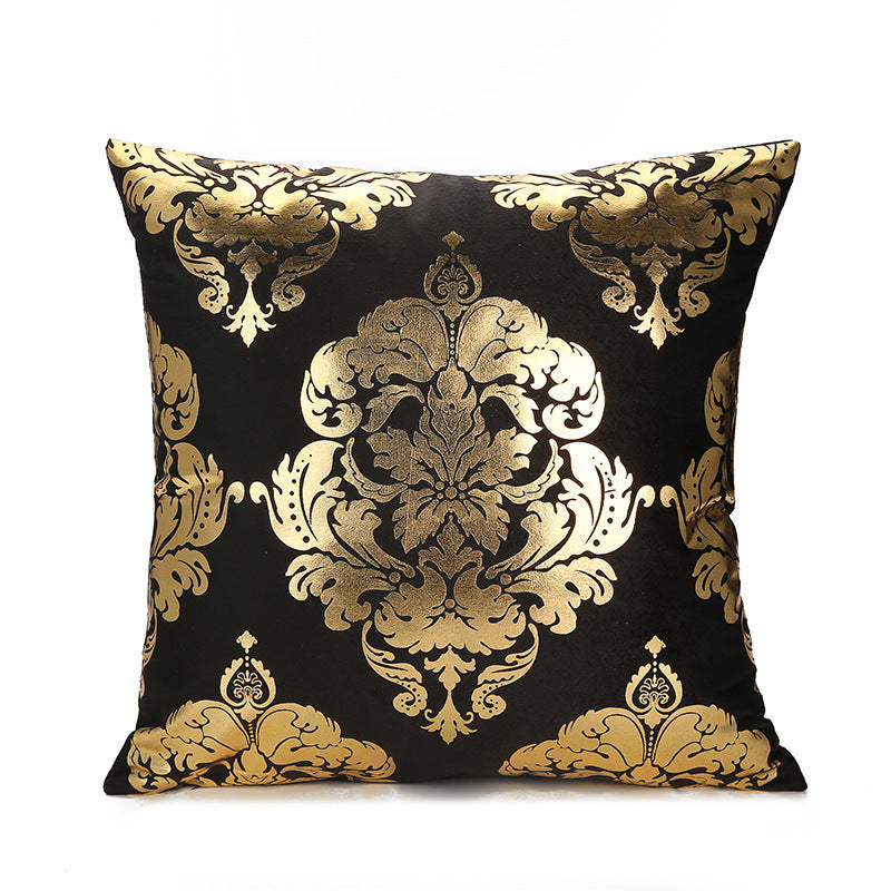 KTX-489171 Bronzing Short Plush Sofa Cushion Cover - 45x45cm, Black and Gold Variants