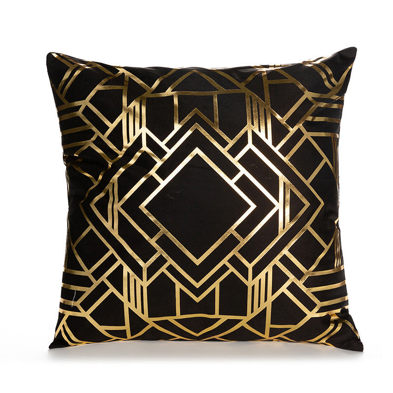 KTX-489171 Bronzing Short Plush Sofa Cushion Cover - 45x45cm, Black and Gold Variants