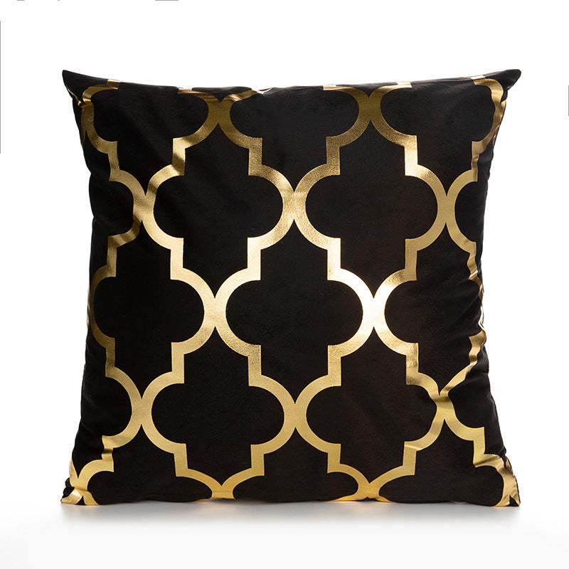 KTX-489171 Bronzing Short Plush Sofa Cushion Cover - 45x45cm, Black and Gold Variants