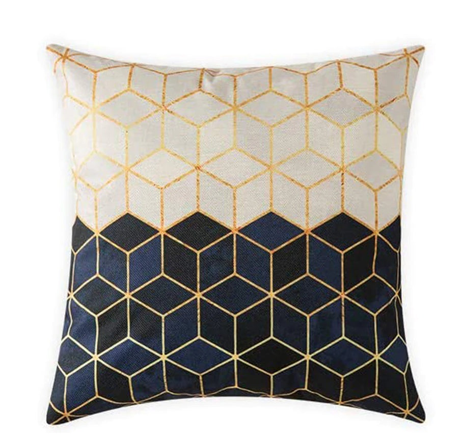 KTX-489555 Colorful Geometric Linen Pillow Cover 45x45cm in Multiple Designs