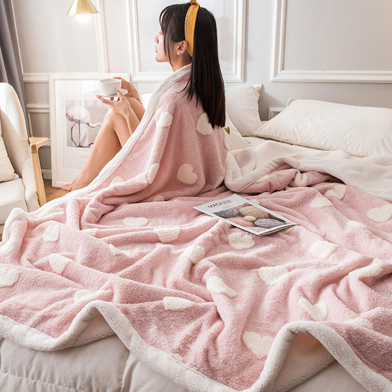 KTX-490643 Jacquard Coral Fleece Blanket – Cozy Winter Throw for All Seasons, Available in Multiple Sizes and Designs