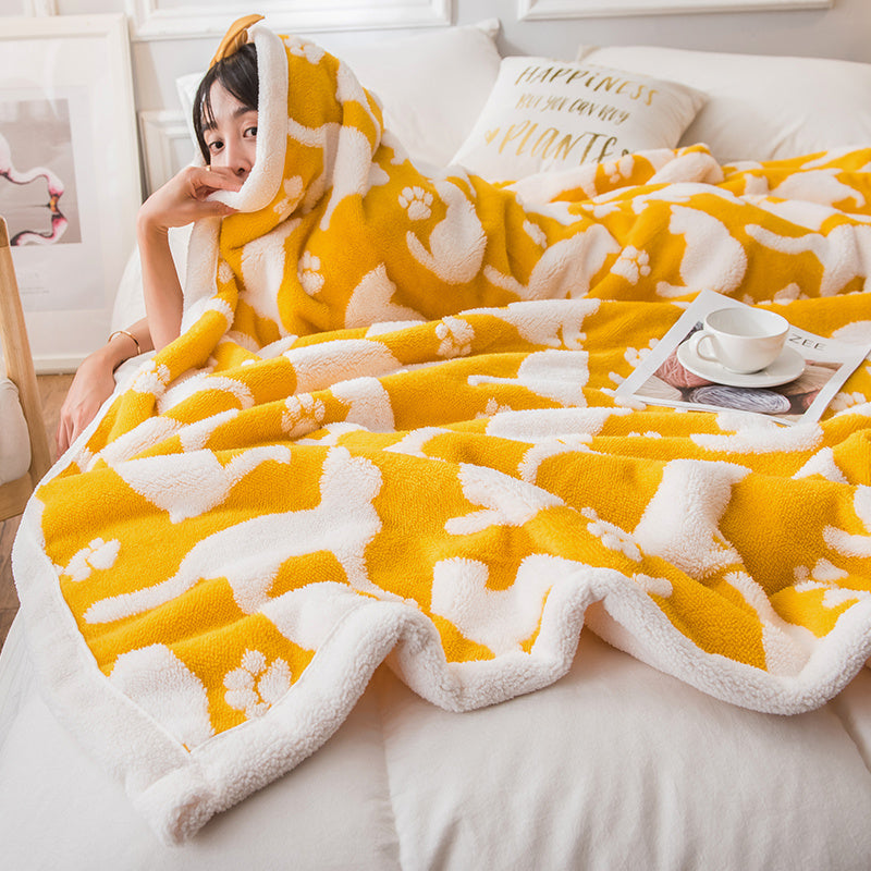 KTX-490643 Jacquard Coral Fleece Blanket – Cozy Winter Throw for All Seasons, Available in Multiple Sizes and Designs