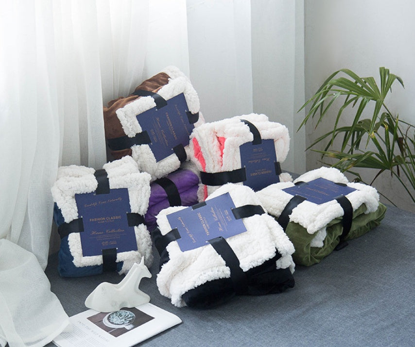 KTX-492243 Cozy Crystal Cashmere Double Blanket for Spring and Autumn Naps