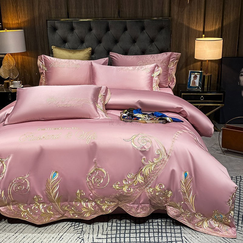 KTX-493395 Ice Silk Cotton Quilt Set - 4-Piece Bedding Set with Jacquard Design, Available in Multiple Sizes