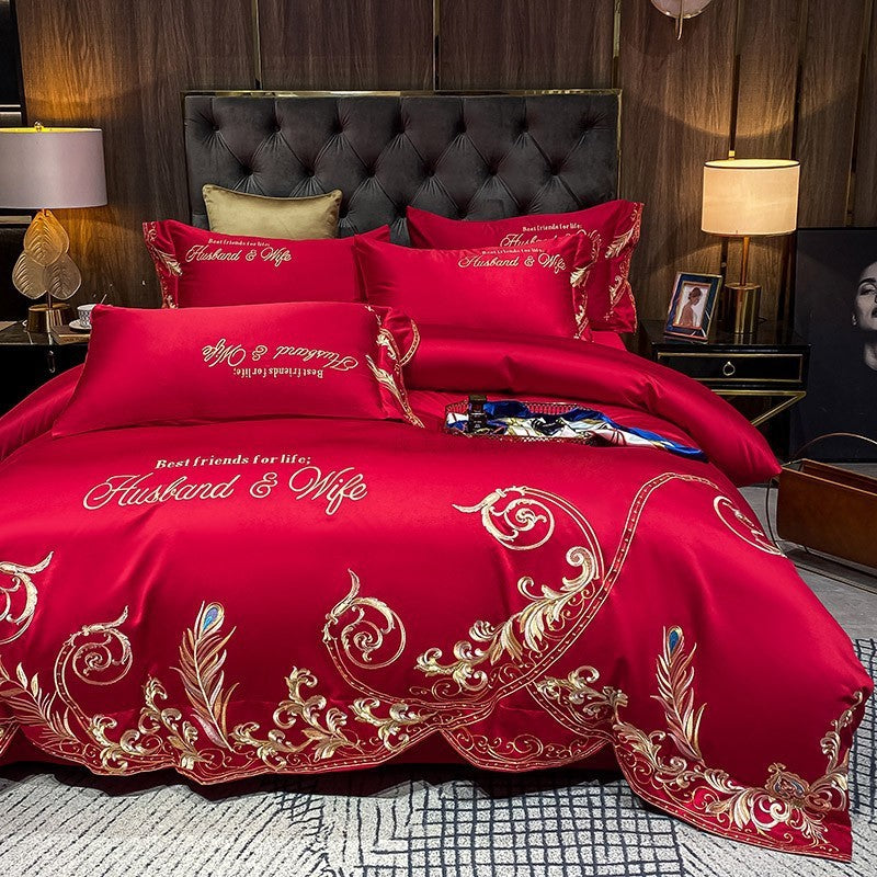 KTX-493395 Ice Silk Cotton Quilt Set - 4-Piece Bedding Set with Jacquard Design, Available in Multiple Sizes