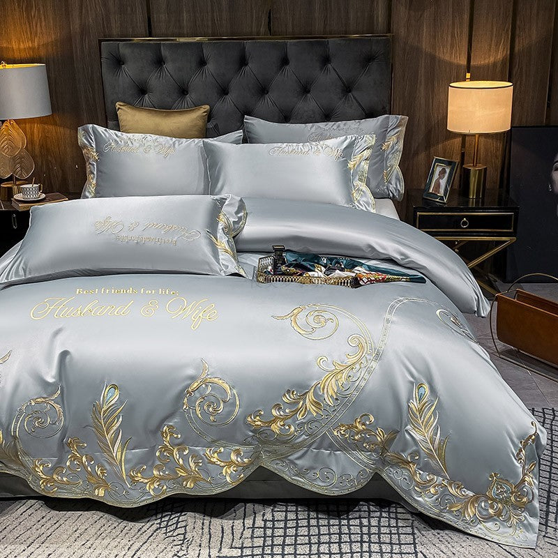 KTX-493395 Ice Silk Cotton Quilt Set - 4-Piece Bedding Set with Jacquard Design, Available in Multiple Sizes