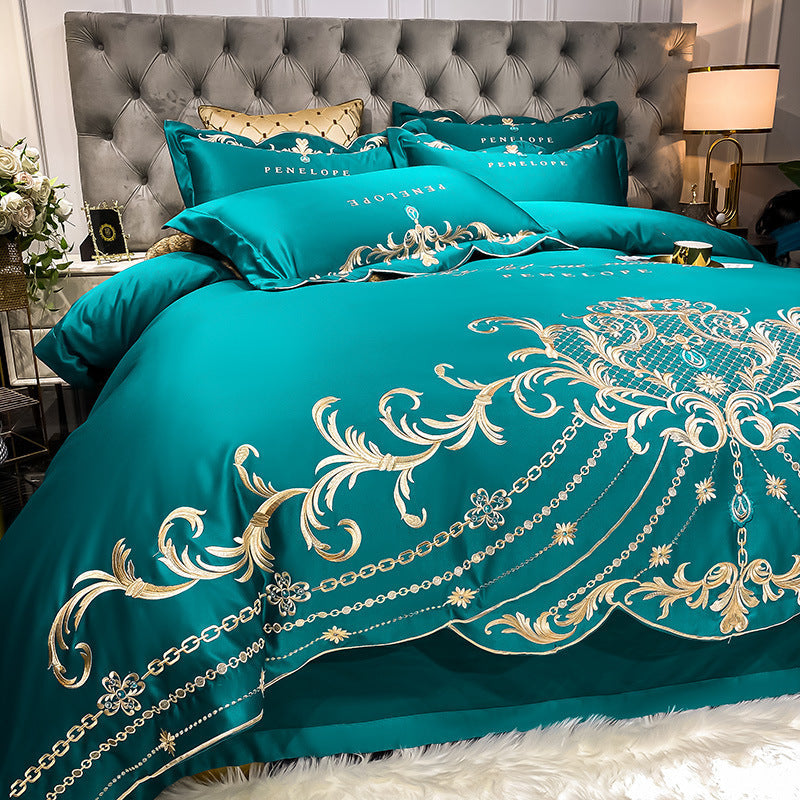 KTX-493395 Ice Silk Cotton Quilt Set - 4-Piece Bedding Set with Jacquard Design, Available in Multiple Sizes