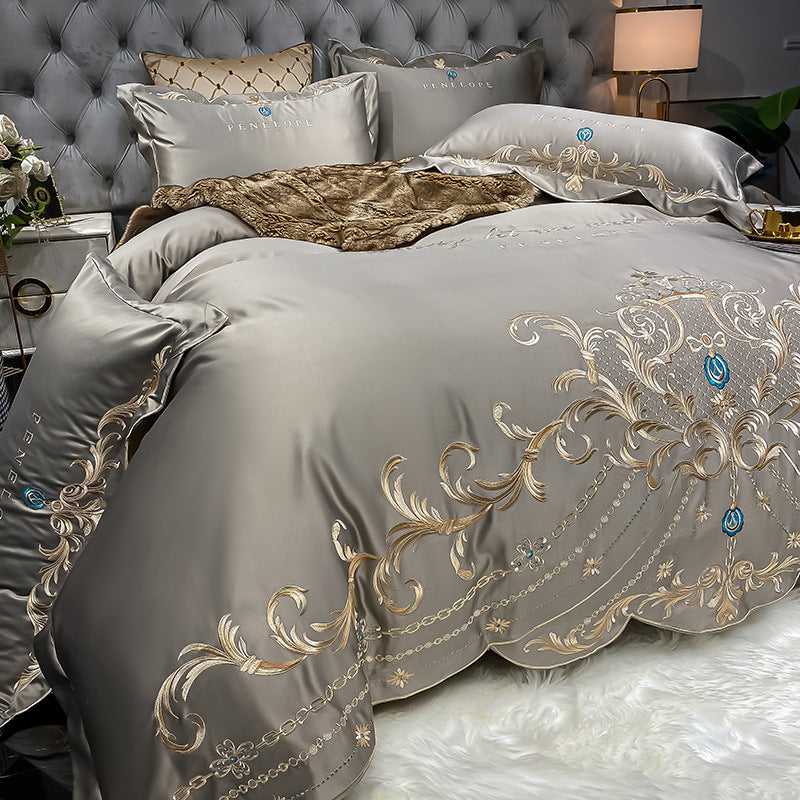 KTX-493395 Ice Silk Cotton Quilt Set - 4-Piece Bedding Set with Jacquard Design, Available in Multiple Sizes