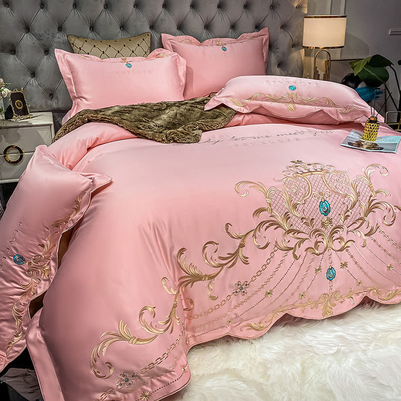 KTX-493395 Ice Silk Cotton Quilt Set - 4-Piece Bedding Set with Jacquard Design, Available in Multiple Sizes