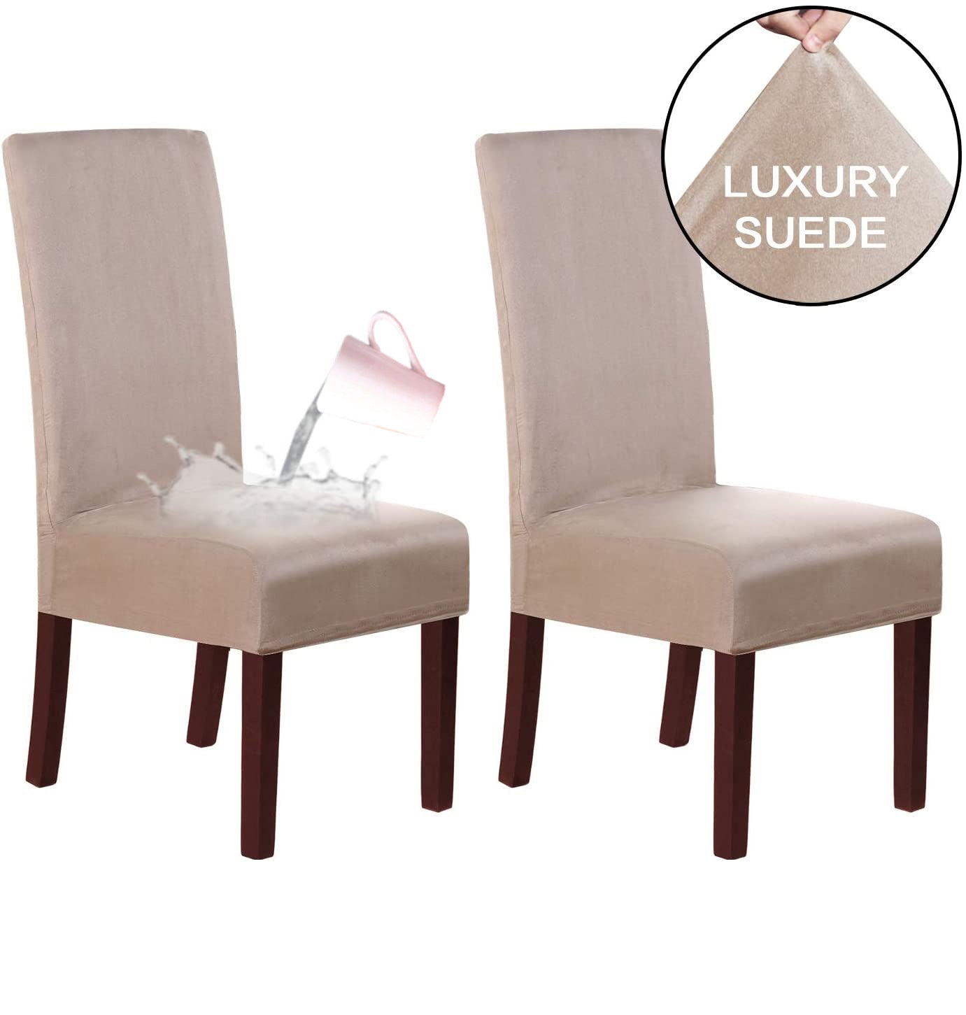 KTX-493523 Stretch Knit Suede Chair Covers in Multiple Colors - Set of 2/4/6
