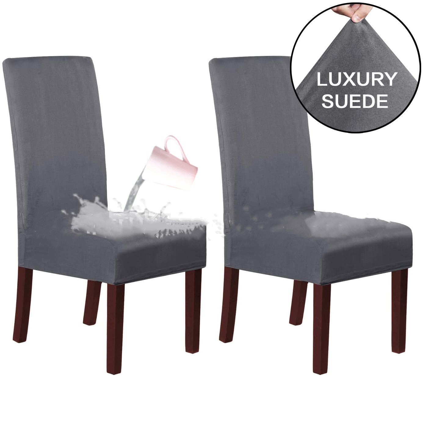 KTX-493523 Stretch Knit Suede Chair Covers in Multiple Colors - Set of 2/4/6