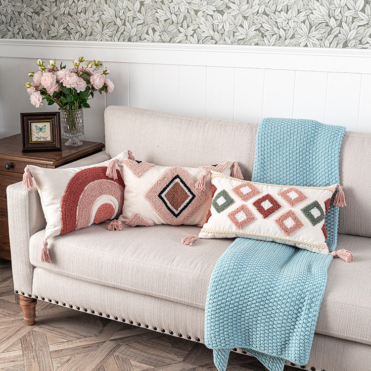 KTX-493779 Geometric Abstract Cotton Velvet Pillowcase for Stylish Home Decor