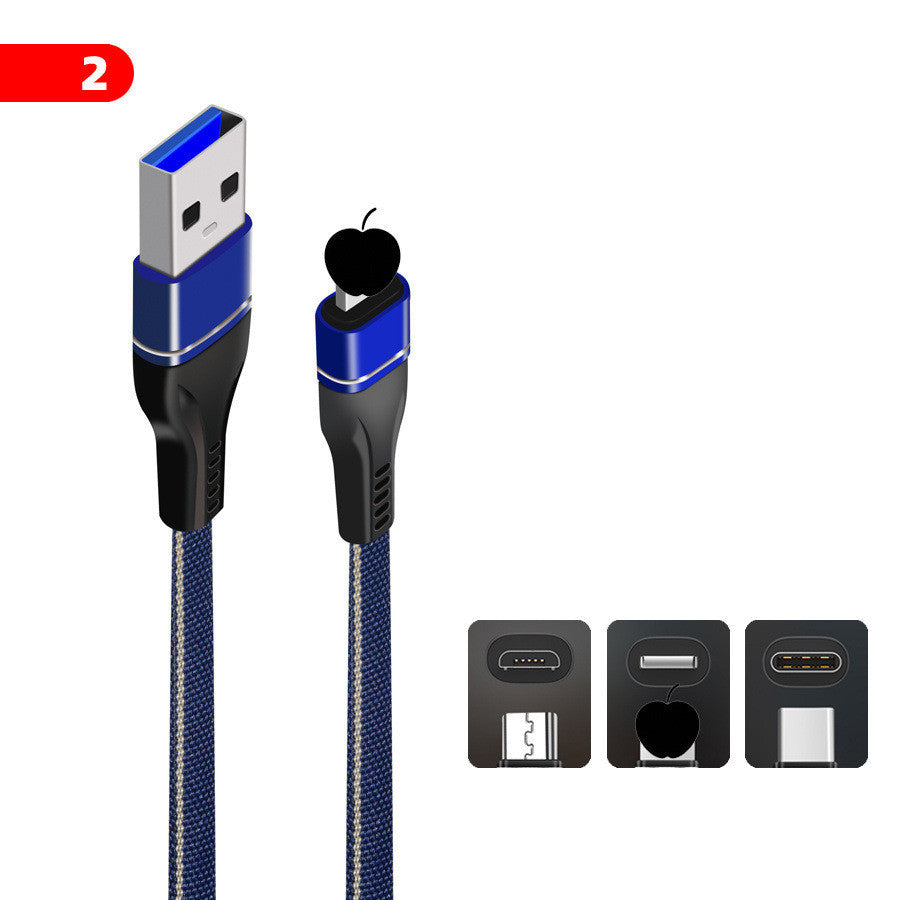 KTX-494675 Denim Braided Type-C Data Cable for Fast Charging - 1m, 2.4A Current