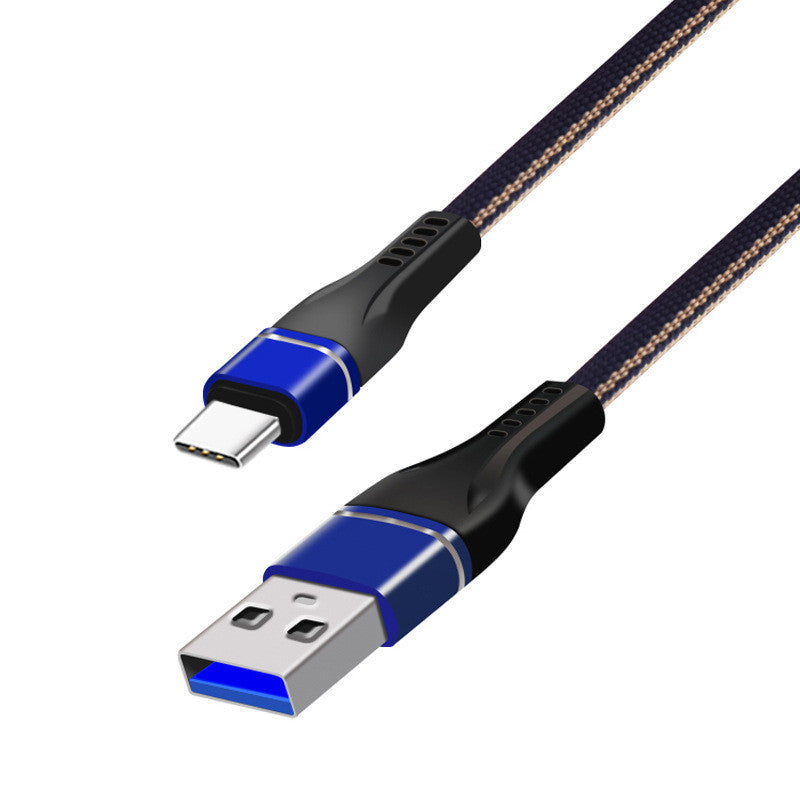 KTX-494675 Denim Braided Type-C Data Cable for Fast Charging - 1m, 2.4A Current
