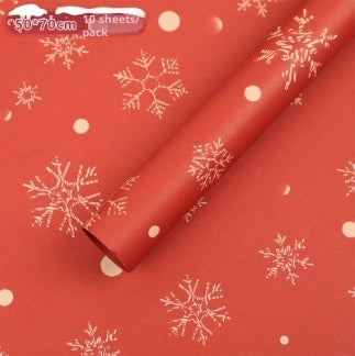 KTX-495571 Christmas Kraft Paper Gift Wrap with Cartoon Design, Red and Green, 1 Pack