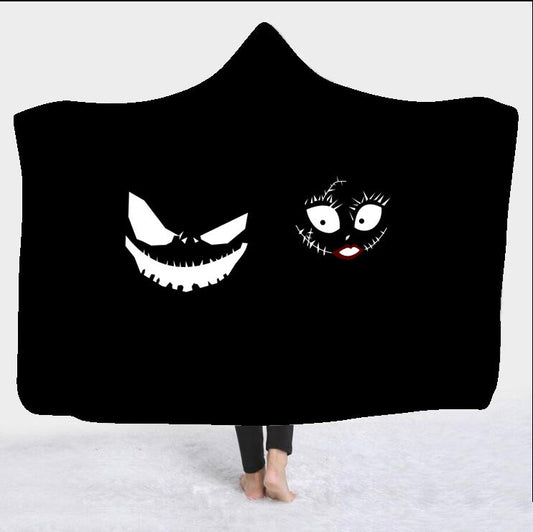 KTX-495763 Horror Character Hooded Blanket - Cozy Flannel Polyester Fabric, Multiple Colors & Sizes Available