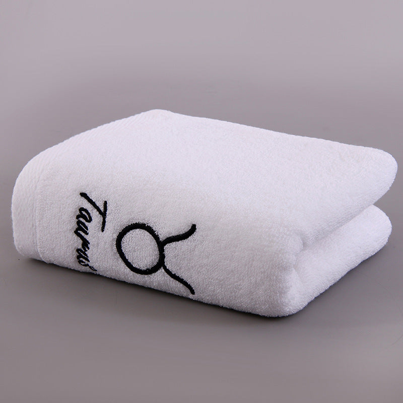 KTX-496339 Plus-sized Thick Absorbent Pure Cotton Constellation Bath Towel with Embroidery