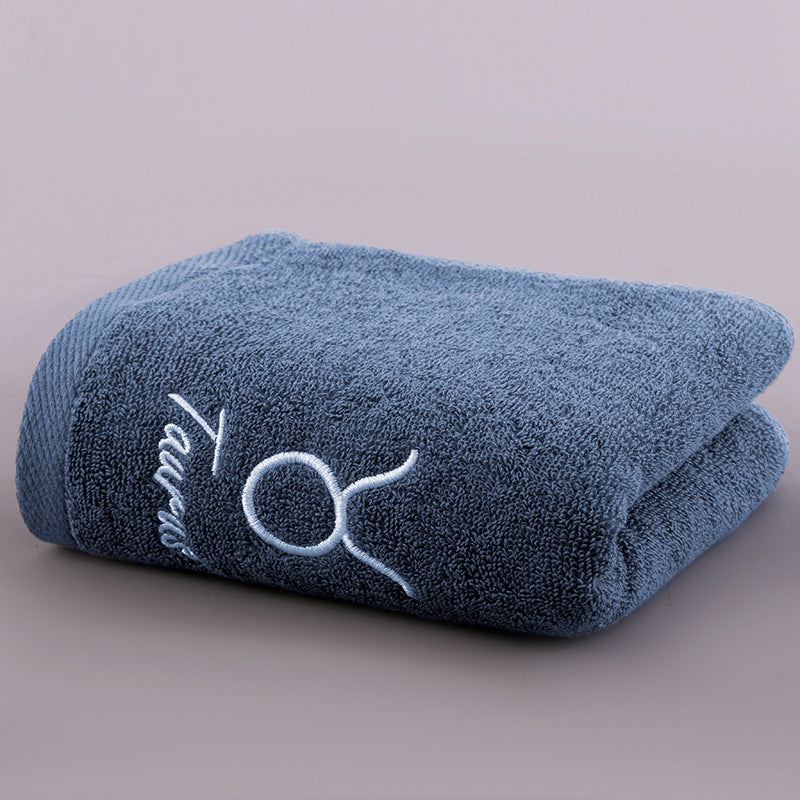 KTX-496339 Plus-sized Thick Absorbent Pure Cotton Constellation Bath Towel with Embroidery