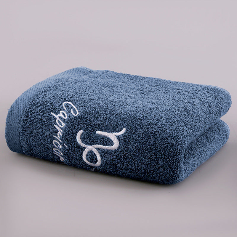 KTX-496339 Plus-sized Thick Absorbent Pure Cotton Constellation Bath Towel with Embroidery