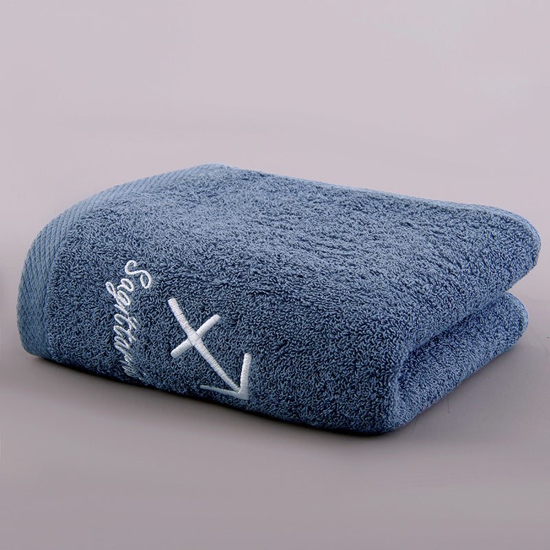 KTX-496339 Plus-sized Thick Absorbent Pure Cotton Constellation Bath Towel with Embroidery