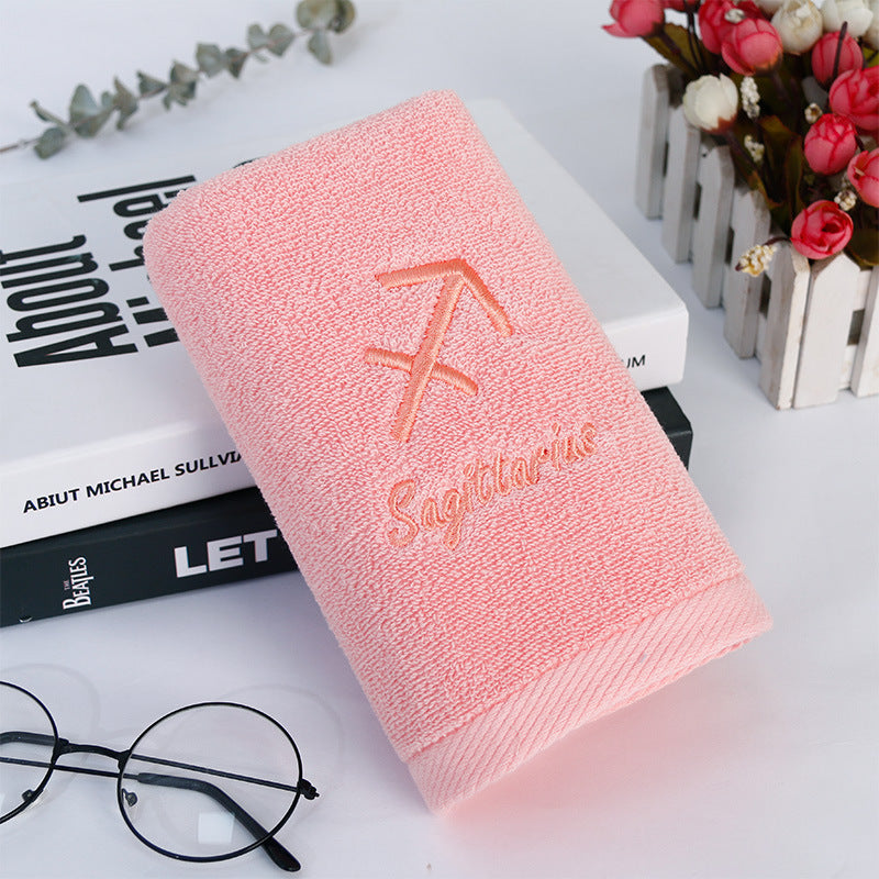 KTX-496339 Plus-sized Thick Absorbent Pure Cotton Constellation Bath Towel with Embroidery
