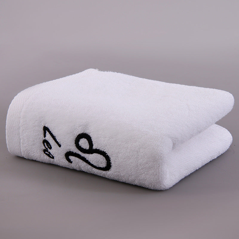 KTX-496339 Plus-sized Thick Absorbent Pure Cotton Constellation Bath Towel with Embroidery