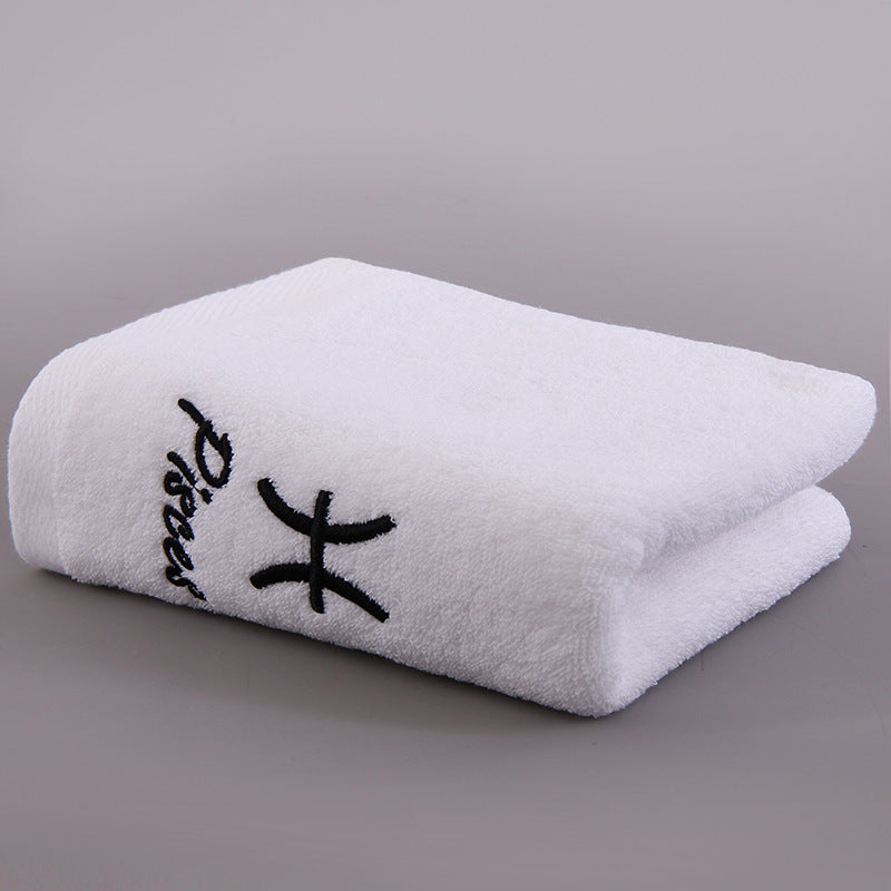 KTX-496339 Plus-sized Thick Absorbent Pure Cotton Constellation Bath Towel with Embroidery