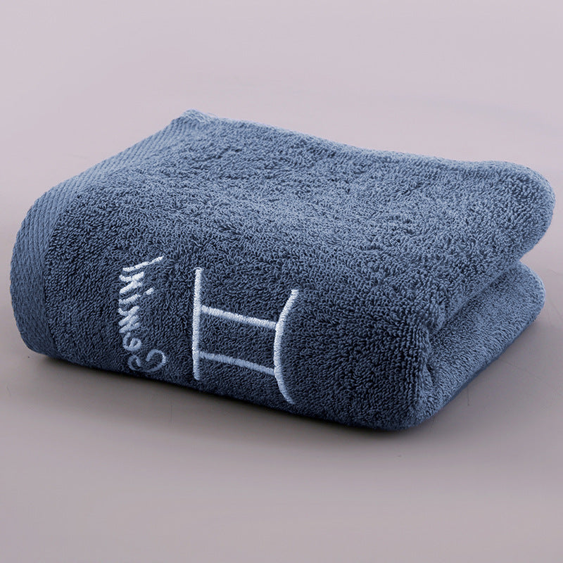 KTX-496339 Plus-sized Thick Absorbent Pure Cotton Constellation Bath Towel with Embroidery