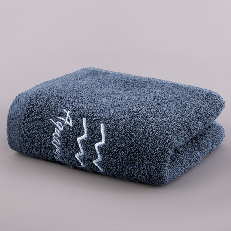 KTX-496339 Plus-sized Thick Absorbent Pure Cotton Constellation Bath Towel with Embroidery