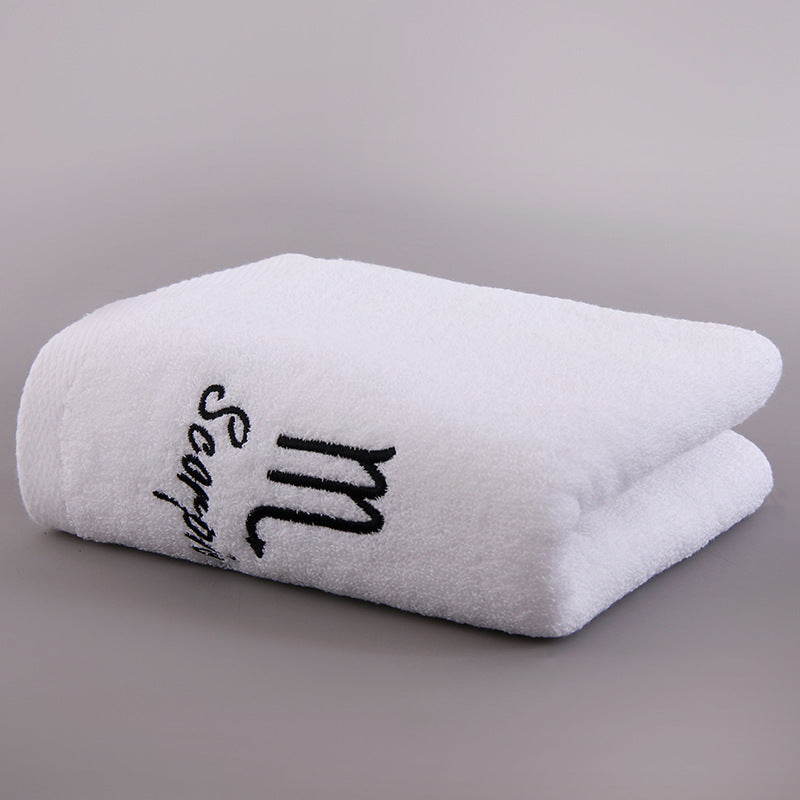 KTX-496339 Plus-sized Thick Absorbent Pure Cotton Constellation Bath Towel with Embroidery