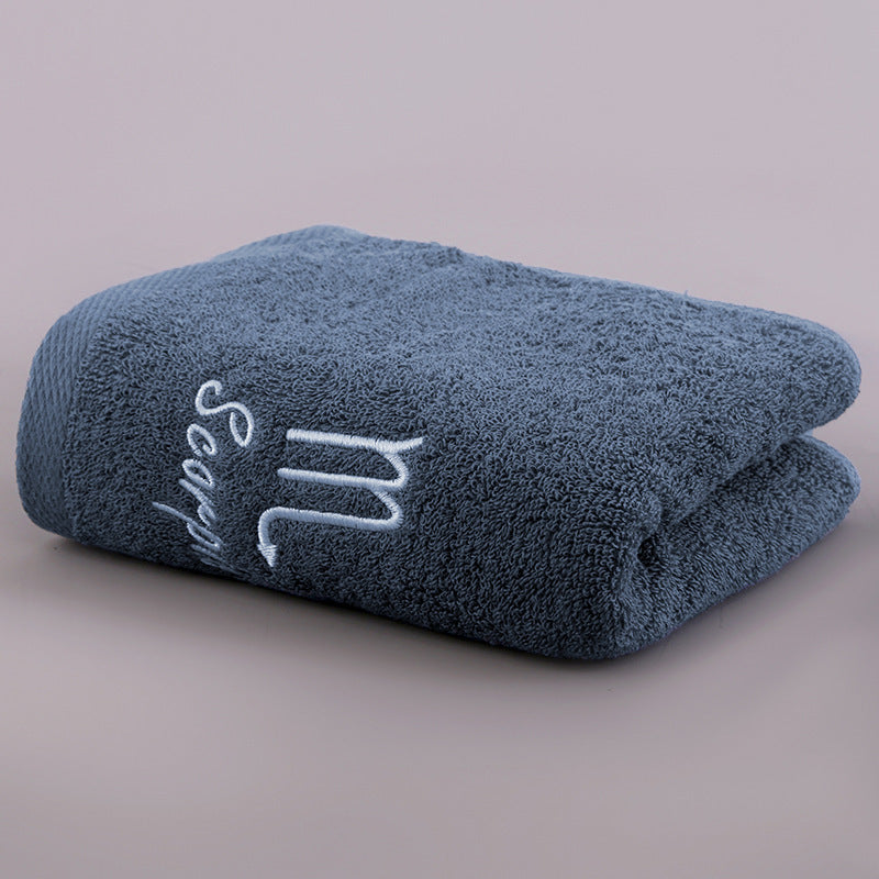 KTX-496339 Plus-sized Thick Absorbent Pure Cotton Constellation Bath Towel with Embroidery