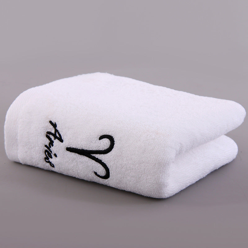 KTX-496339 Plus-sized Thick Absorbent Pure Cotton Constellation Bath Towel with Embroidery