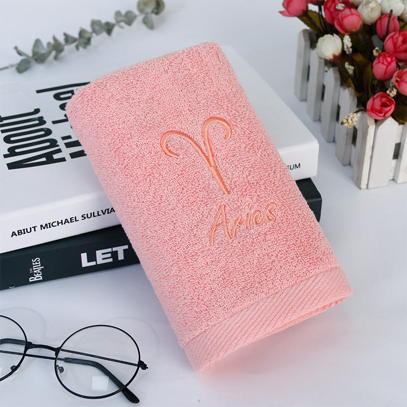 KTX-496339 Plus-sized Thick Absorbent Pure Cotton Constellation Bath Towel with Embroidery