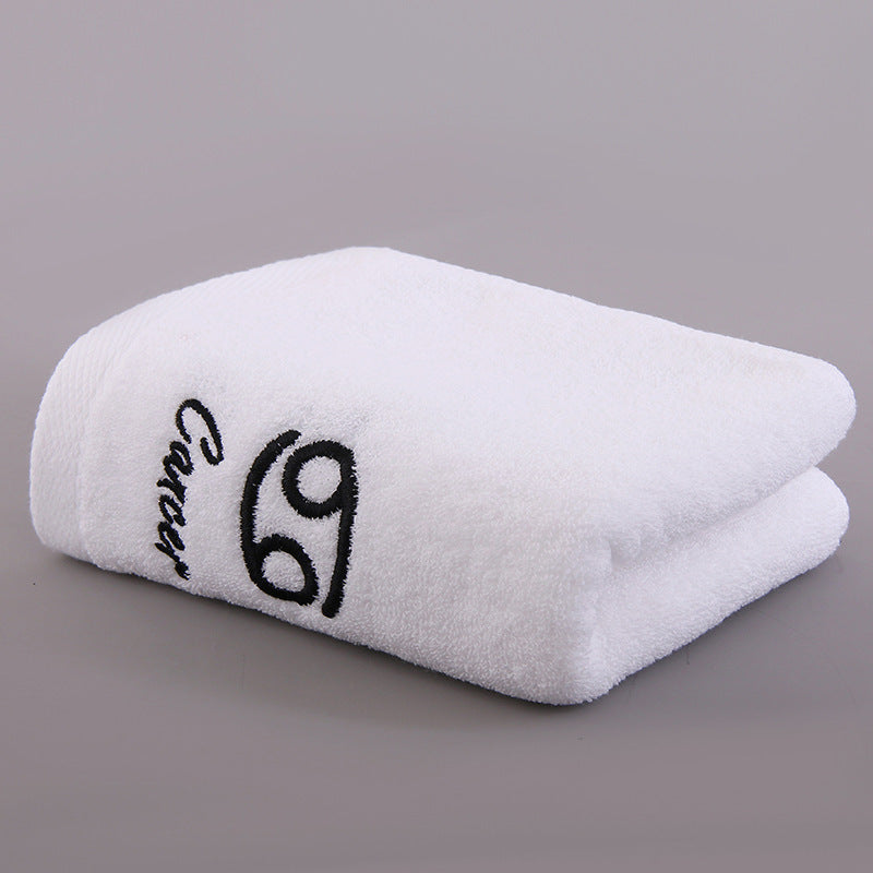 KTX-496339 Plus-sized Thick Absorbent Pure Cotton Constellation Bath Towel with Embroidery