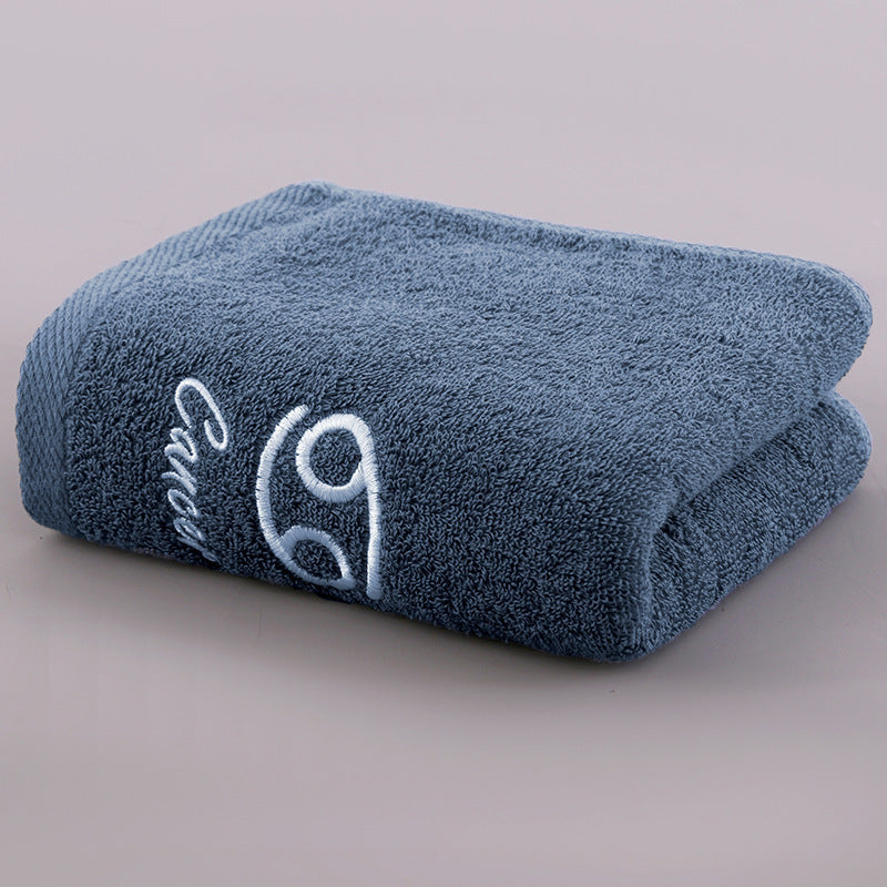 KTX-496339 Plus-sized Thick Absorbent Pure Cotton Constellation Bath Towel with Embroidery