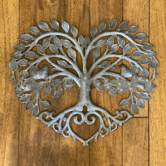 KTX-496851 Metal Heart Tree of Life Wall Art for Home Decoration - Modern Style, 28x25cm & 43x40cm