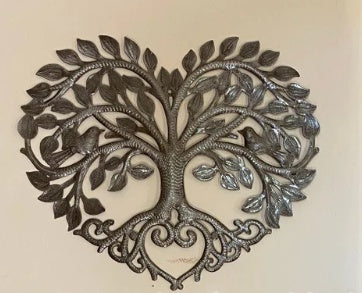 KTX-496851 Metal Heart Tree of Life Wall Art for Home Decoration - Modern Style, 28x25cm & 43x40cm