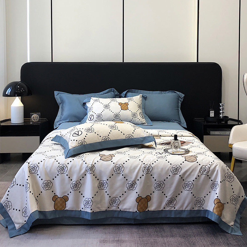 KTX-496915 Summer Duvet Four-Piece Set in Washed Silk with Cool Fiber and Polyester Filler