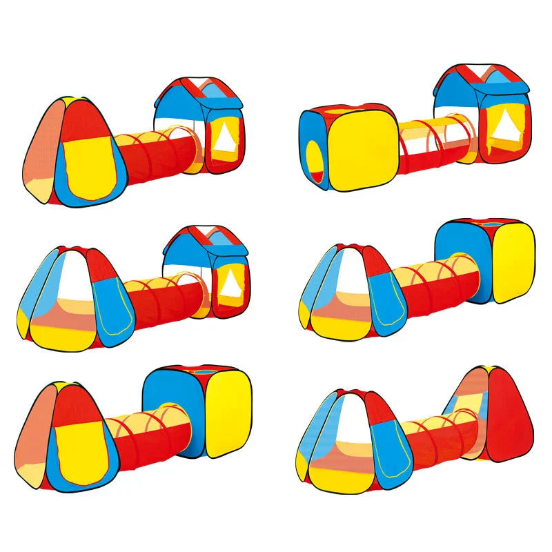 KTX-497171 Portable Folding Indoor Outdoor Crawl Tunnel Tent Playpen Toy for Ages 2-13 with Ocean Balls