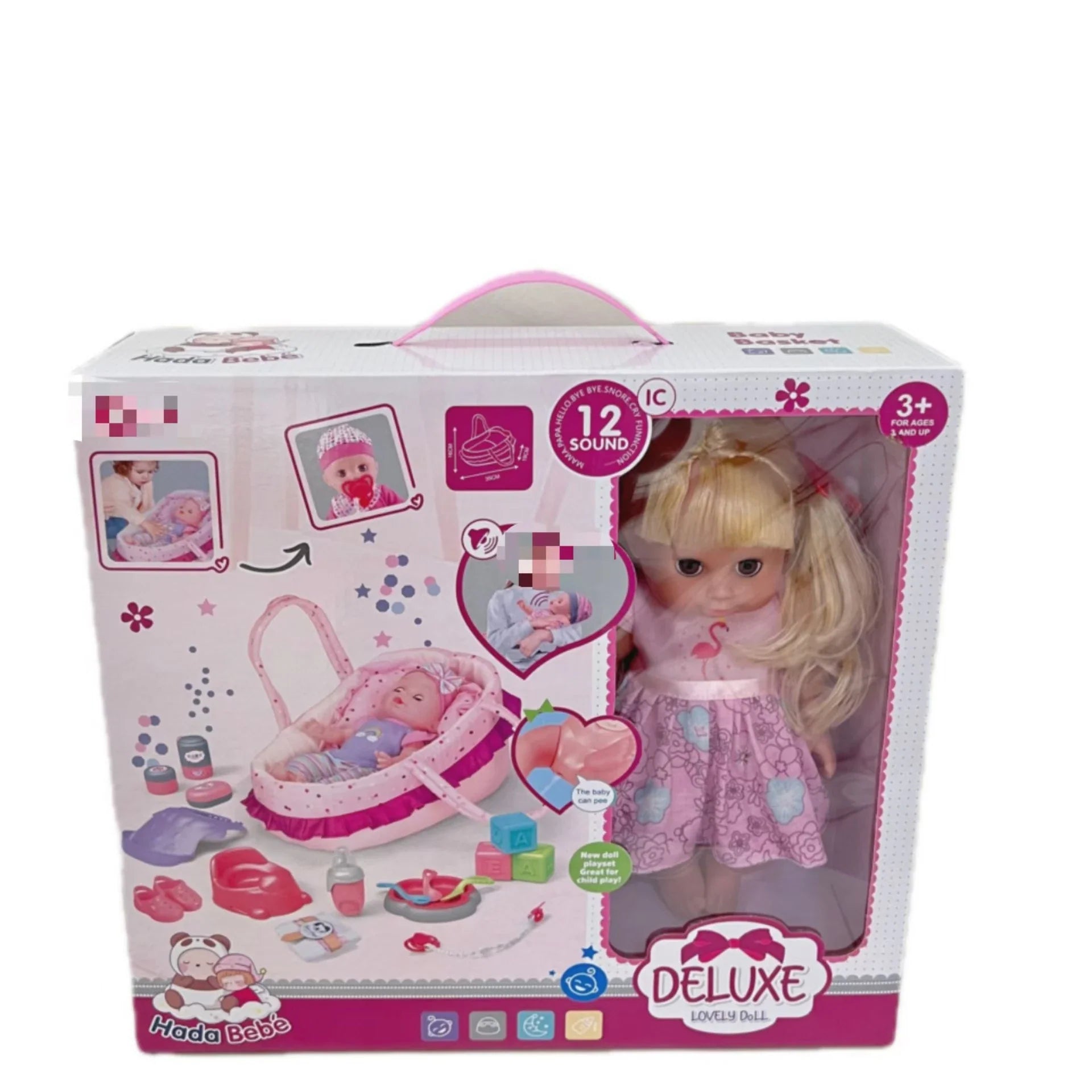 KTX-497747 14-Inch Vinyl Doll Nursing Set with Hand Basket - Realistic Role Play Toy for Kids