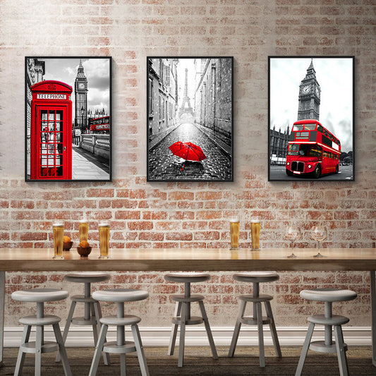 KTX-498003 London Street Modern Simplicity Frameless Architectural Decoration Paintings - Three Sizes Available